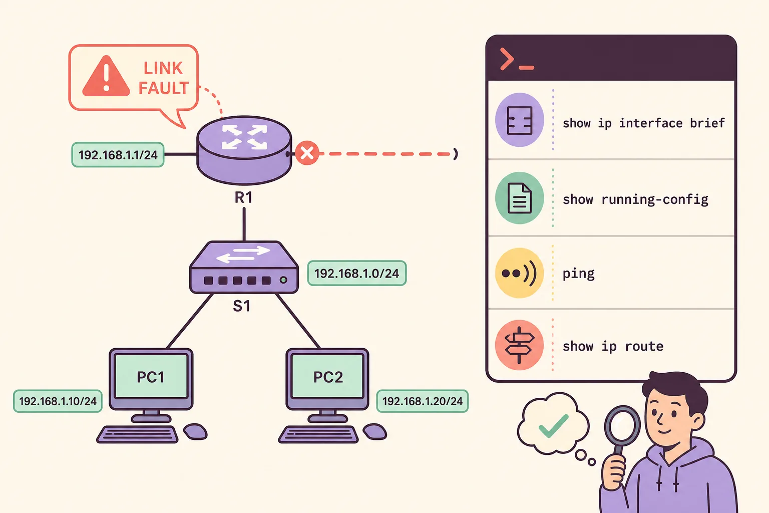 Packet Tracer Befehle und CLI-Anleitung troubleshooting workflow